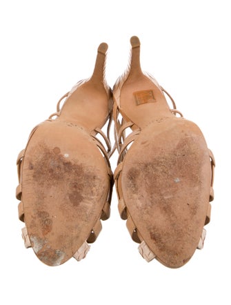 Alexandre Birman Leather Colorblock Pattern T-Strap Sandals