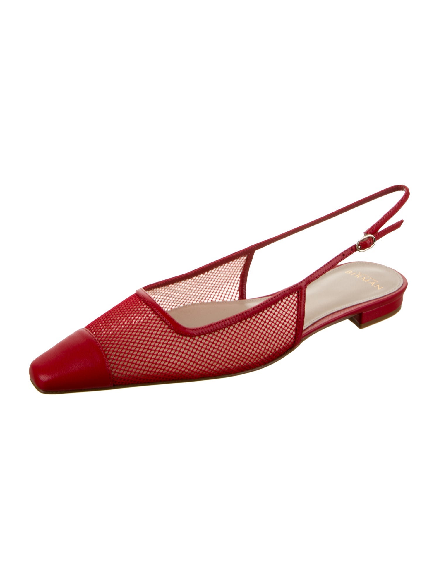 Alexandre Birman Leather Mesh Accents Slingback Flats