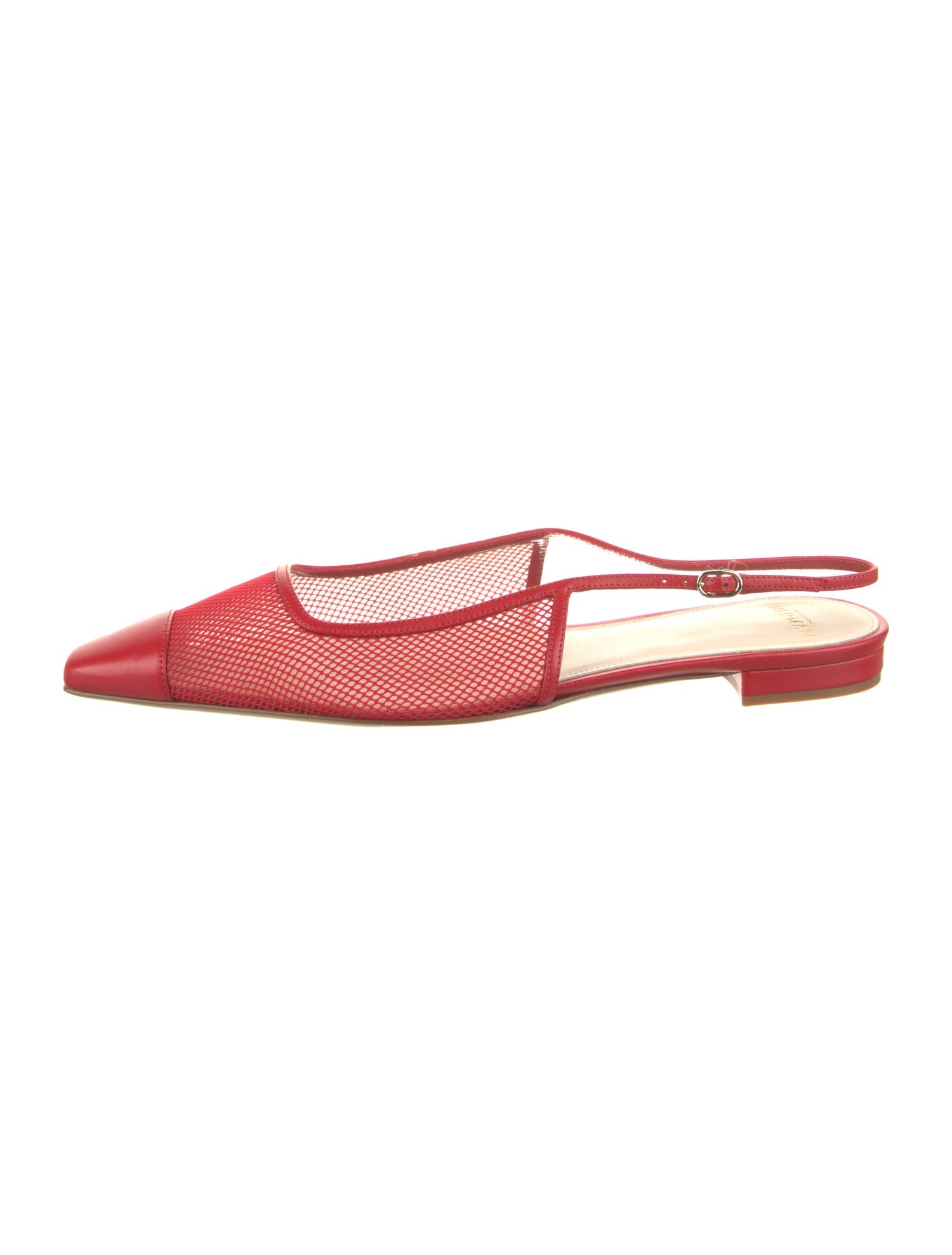Alexandre Birman Leather Mesh Accents Slingback Flats