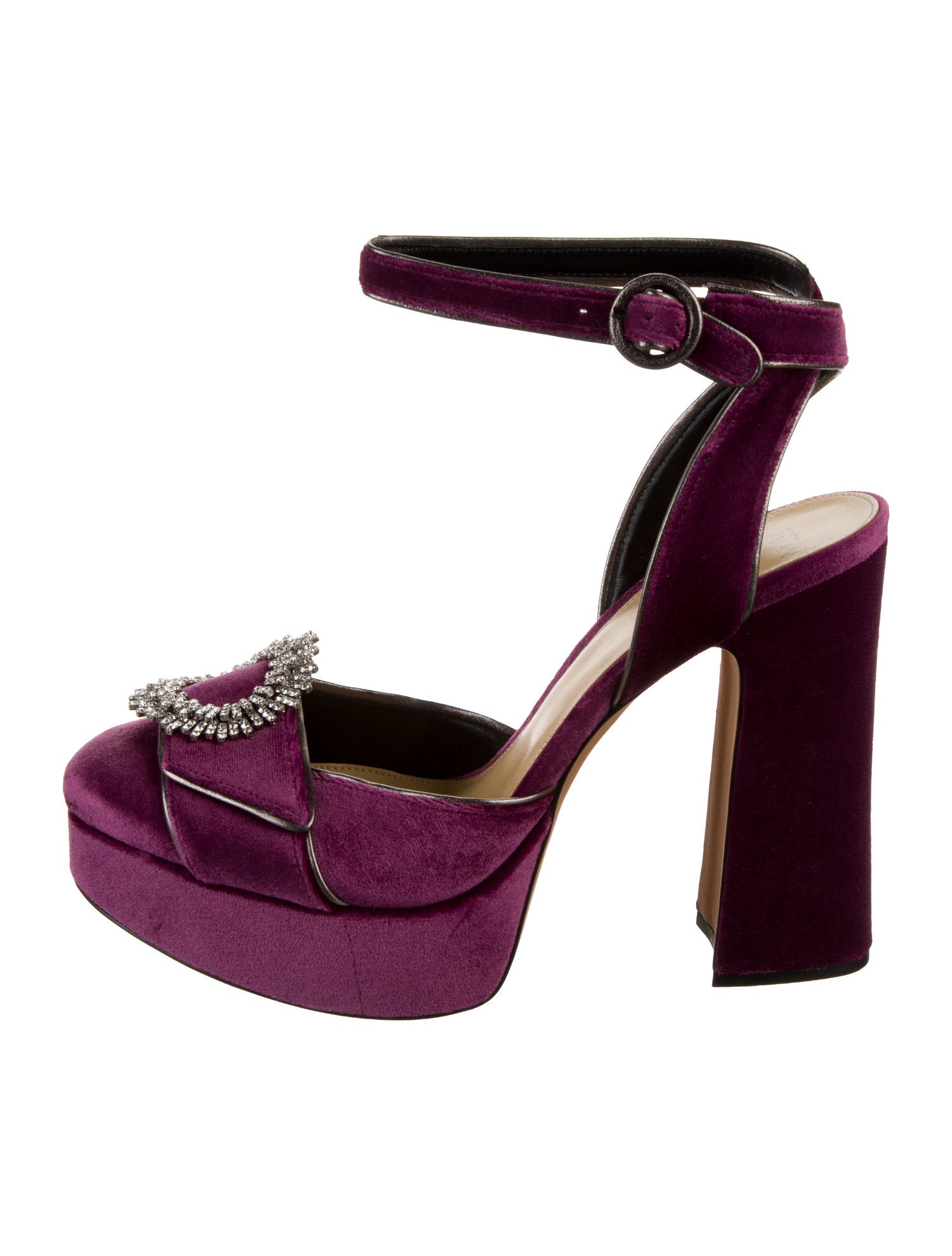 Alexandre Birman Velvet Crystal Embellishments Slingback Pumps