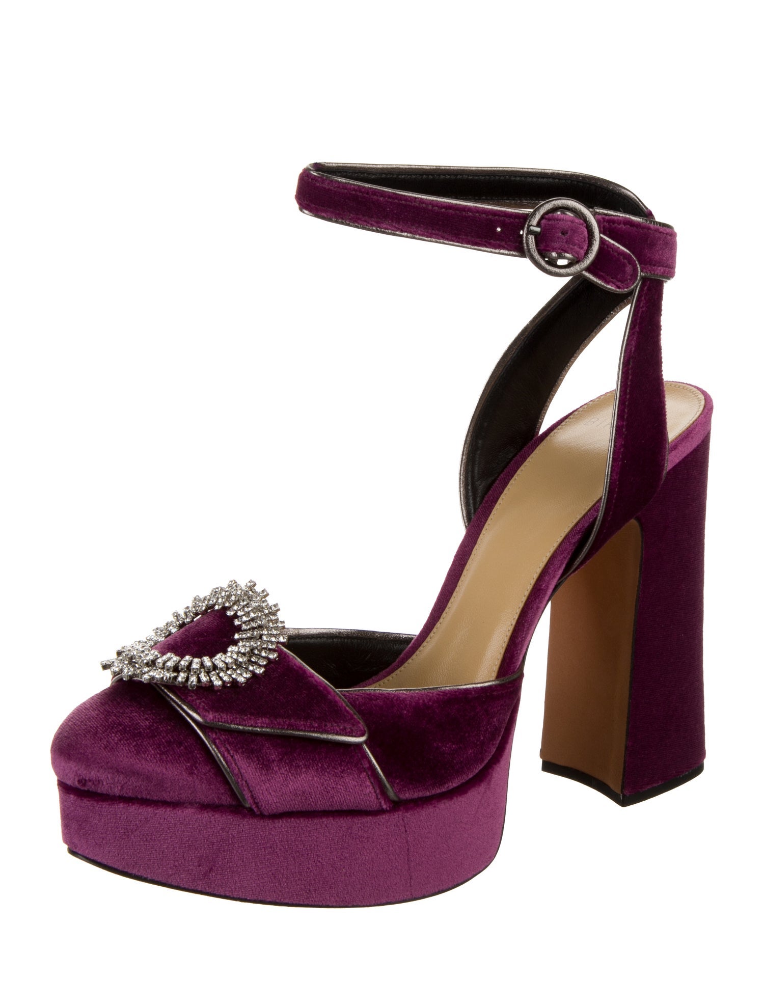 Alexandre Birman Velvet Crystal Embellishments Slingback Pumps