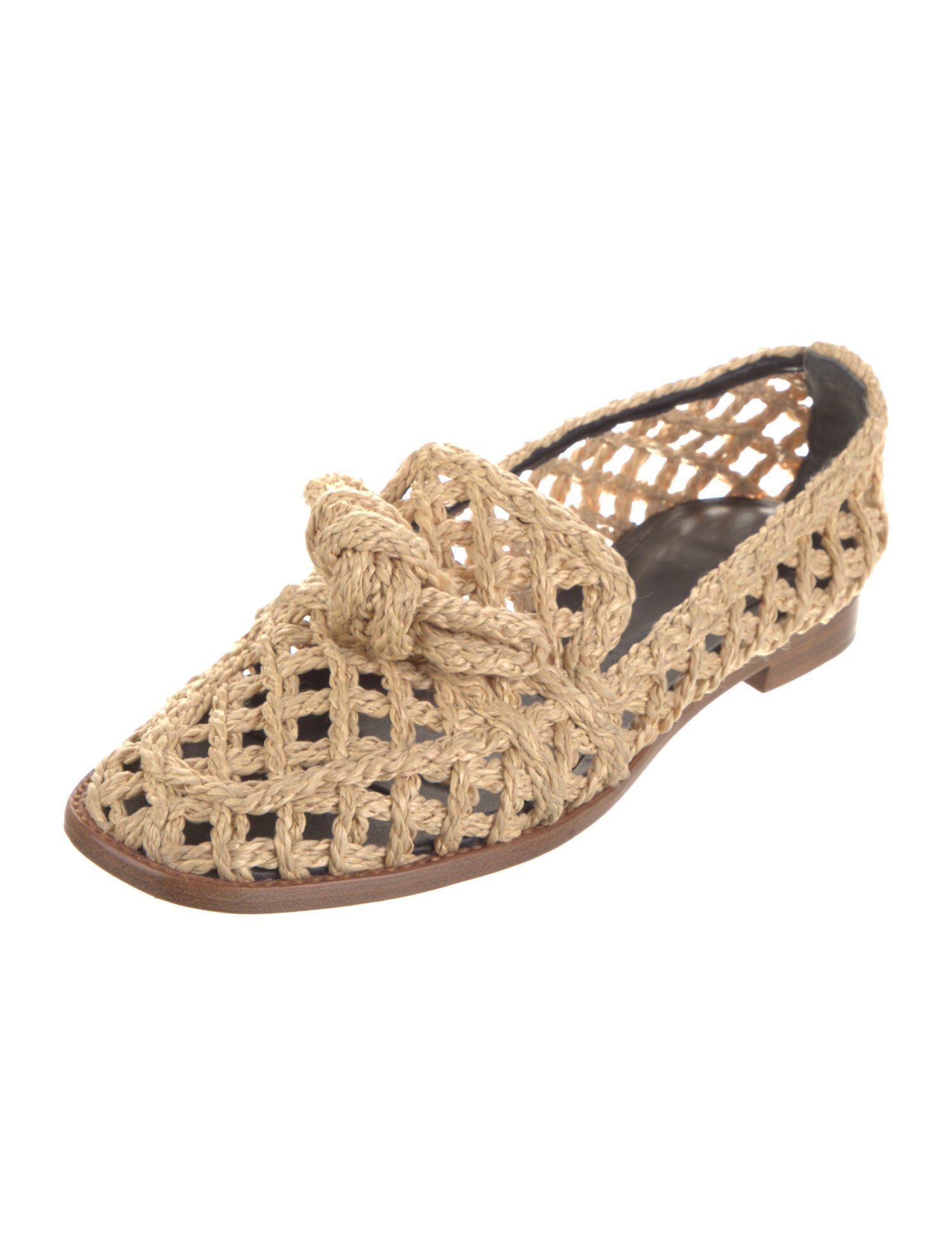 Alexandre Birman Jute Bow Accents Loafers