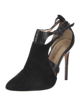 Alexandre Birman Suede Cutout Accent T-Strap Pumps