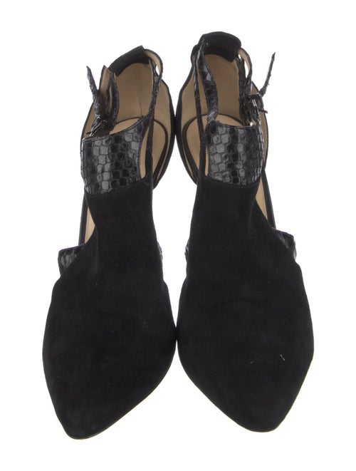 Alexandre Birman Suede Cutout Accent T-Strap Pumps