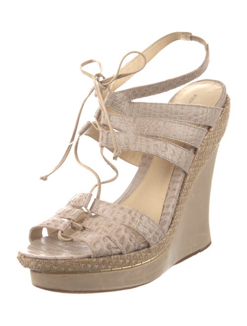 Alexandre Birman Leather Animal Print T-Strap Sandals