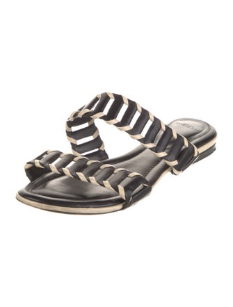 Alexandre Birman Leather Colorblock Pattern Slides