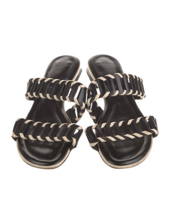Alexandre Birman Leather Colorblock Pattern Slides