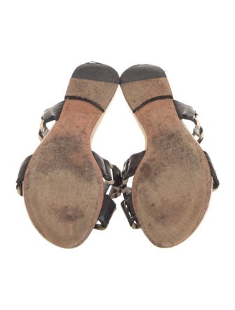 Alexandre Birman Leather Colorblock Pattern Slides