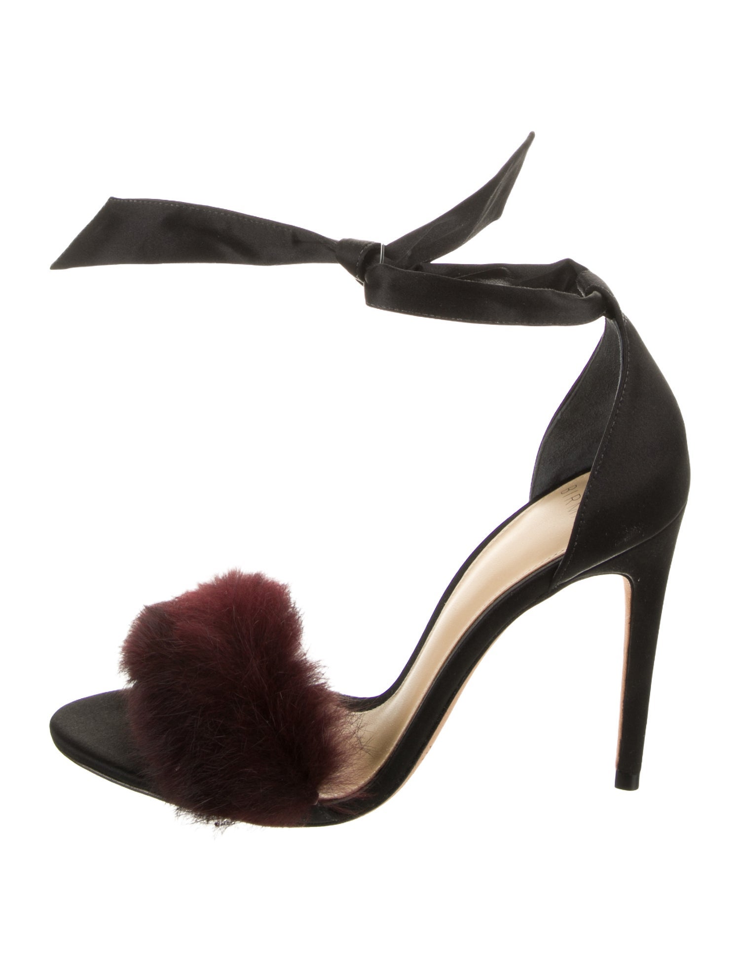 Alexandre Birman Satin Faux Fur Trim D'Orsay Pumps