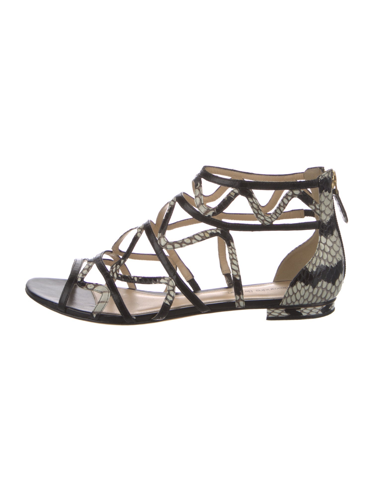 Alexandre Birman Leather Animal Print Gladiator Sandals