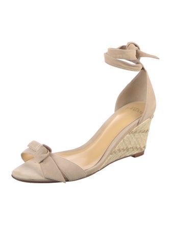 Alexandre Birman Suede Bow Accents D'Orsay Pumps