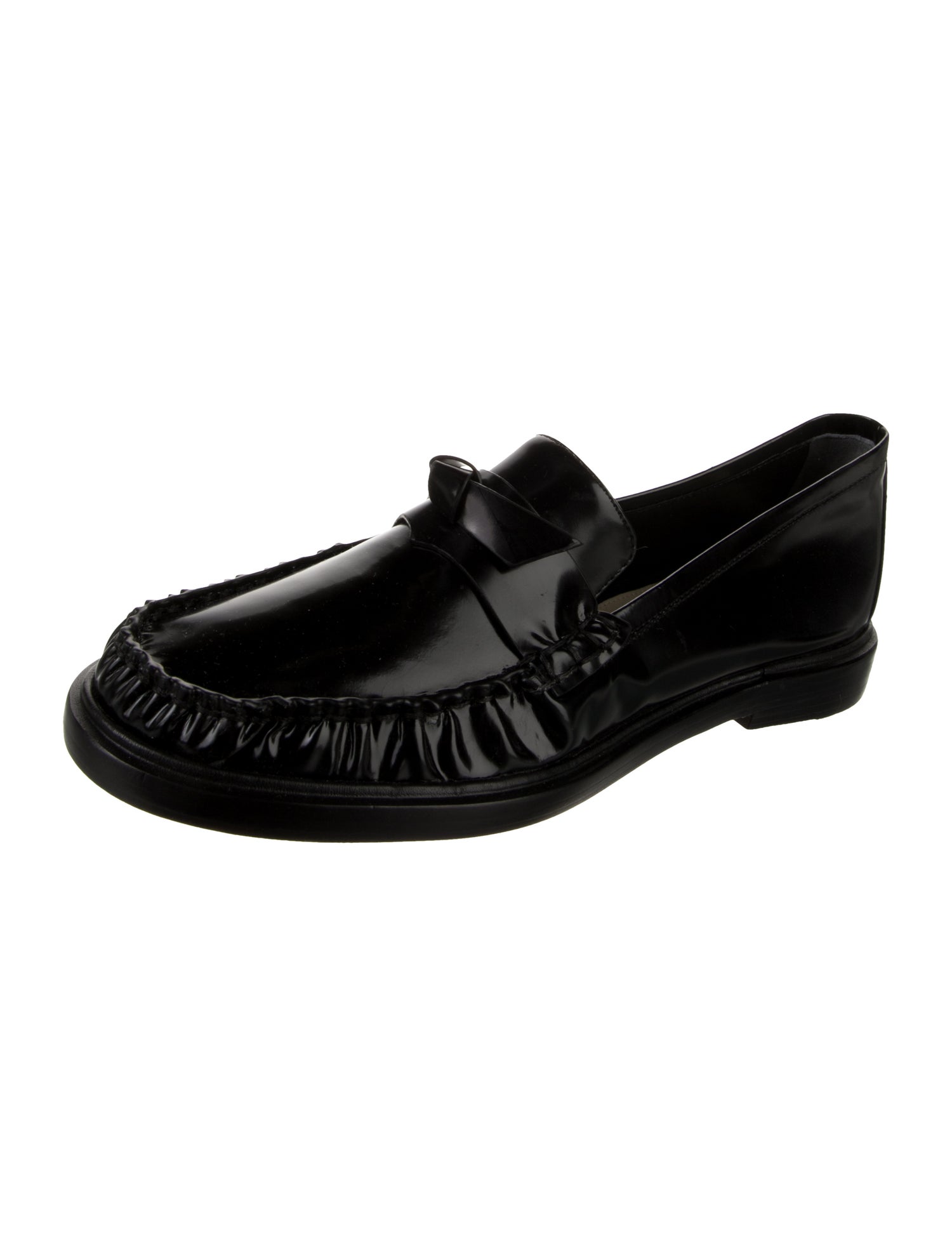 Alexandre Birman Embossed Leather Bow Accents Loafers