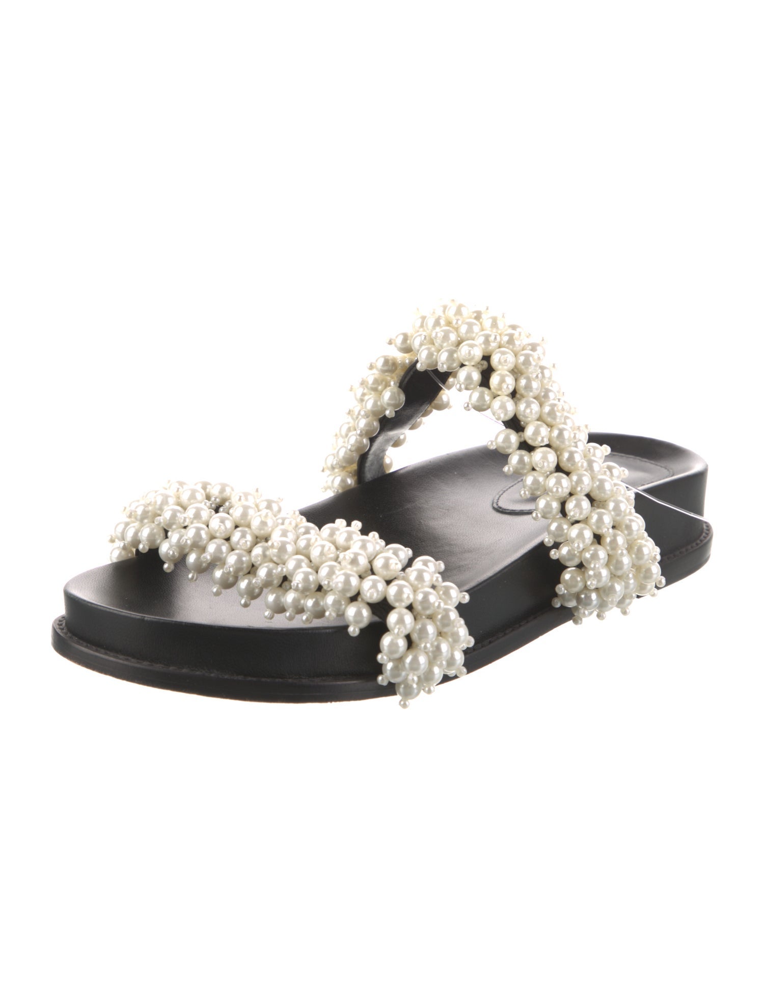 Alexandre Birman Leather Beaded Accents Flats