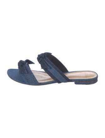 Alexandre Birman Denim Bow Accents Slides
