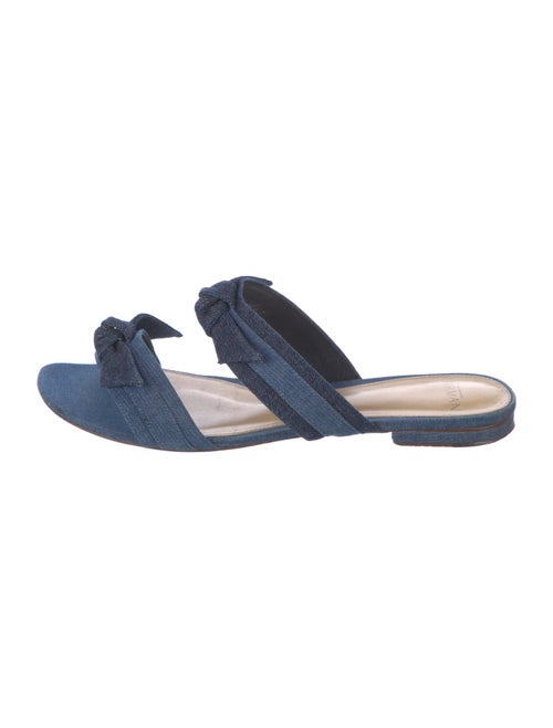 Alexandre Birman Denim Bow Accents Slides