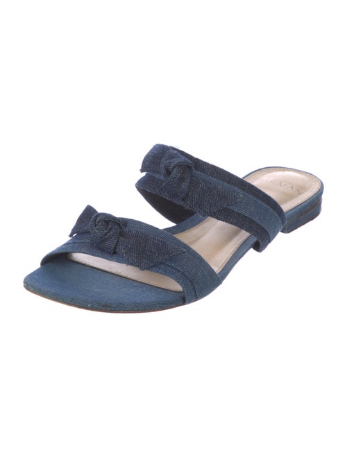 Alexandre Birman Denim Bow Accents Slides