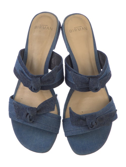 Alexandre Birman Denim Bow Accents Slides