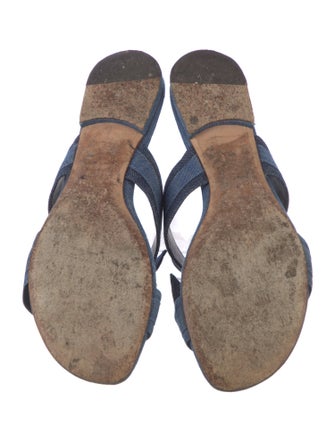 Alexandre Birman Denim Bow Accents Slides