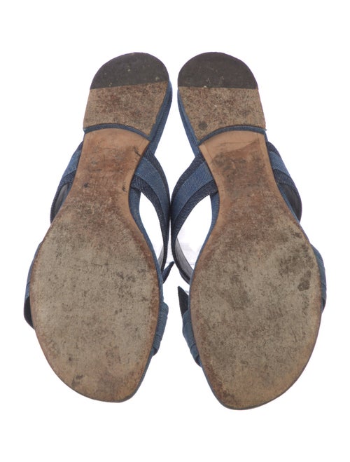 Alexandre Birman Denim Bow Accents Slides