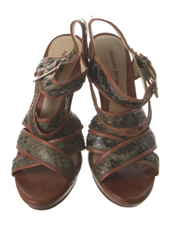 Alexandre Birman Snakeskin Animal Print Gladiator Sandals