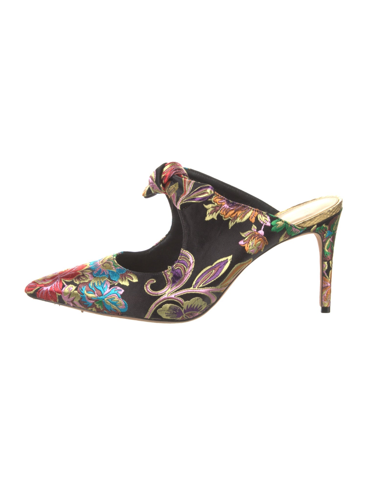 Alexandre Birman Floral Print Bow Accents Mules