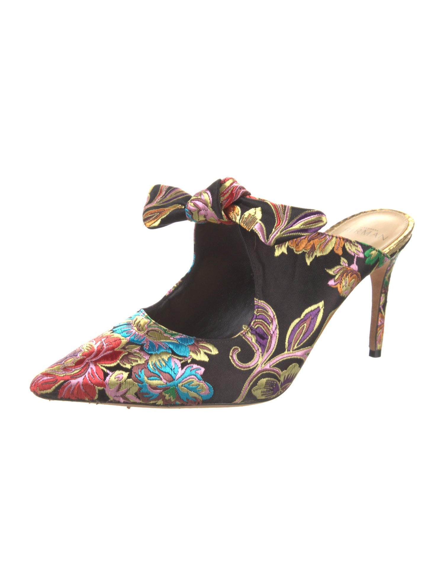 Alexandre Birman Floral Print Bow Accents Mules