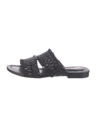Alexandre Birman Leather Fringe Trim Accent Slides