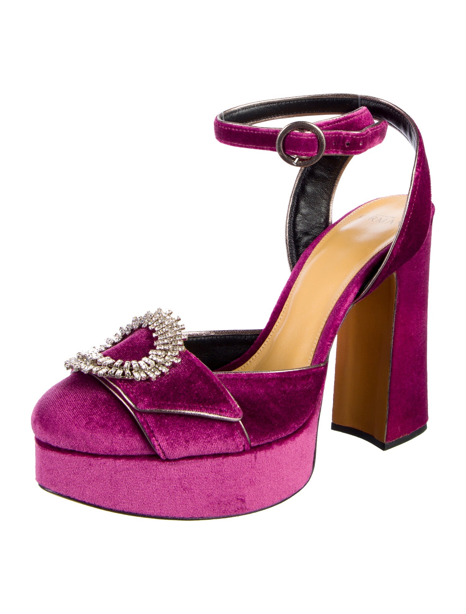 Alexandre Birman Velvet Crystal Embellishments D'Orsay Pumps