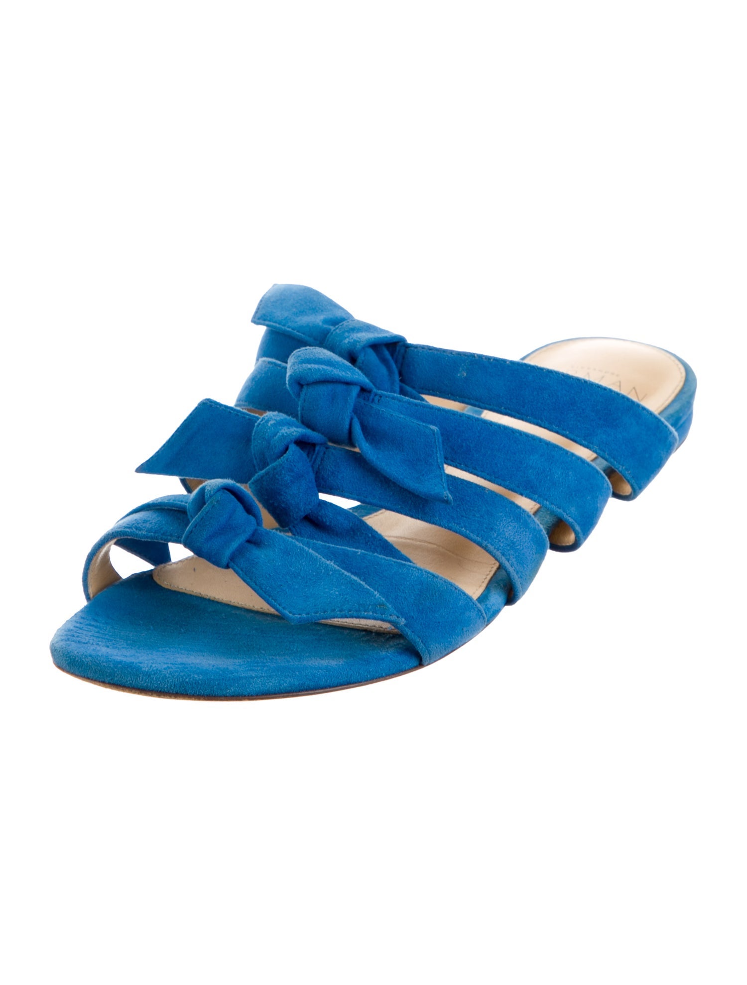 Alexandre Birman Suede Bow Accents Slides