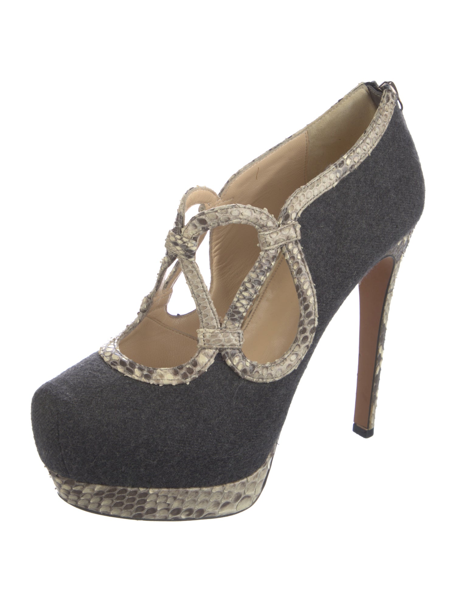 Alexandre Birman Animal Print T-Strap Pumps