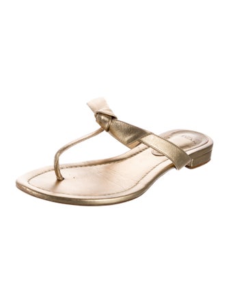 Alexandre Birman Leather Bow Accents Slides