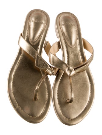 Alexandre Birman Leather Bow Accents Slides