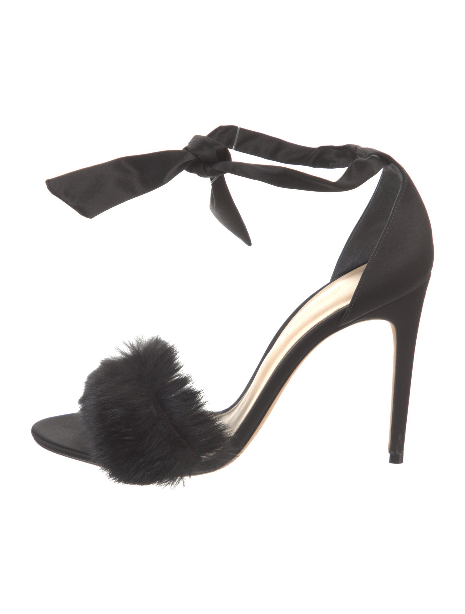 Alexandre Birman Satin Fur Trim Sandals