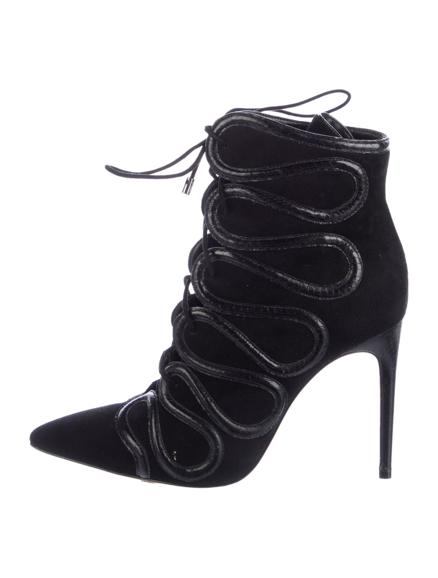 Alexandre Birman Suede Leather Trim Embellishment Lace-Up Boots