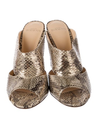 Alexandre Birman Embossed Leather Animal Print Mules