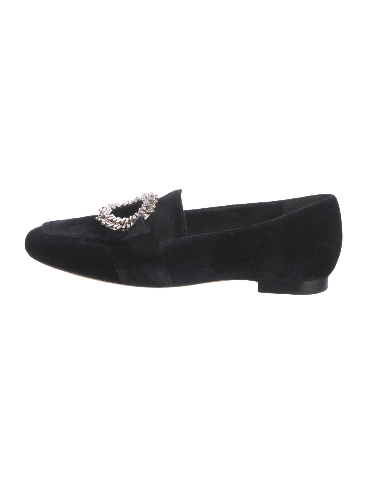 Alexandre Birman Velvet Crystal Embellishments Loafers