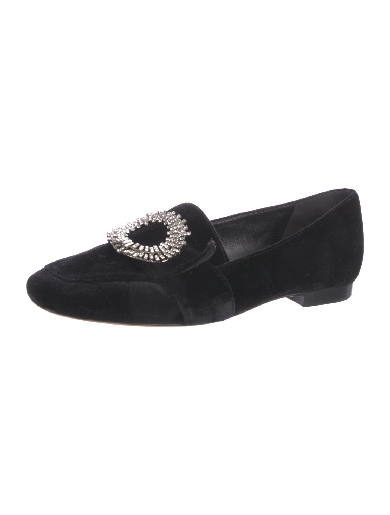Alexandre Birman Velvet Crystal Embellishments Loafers