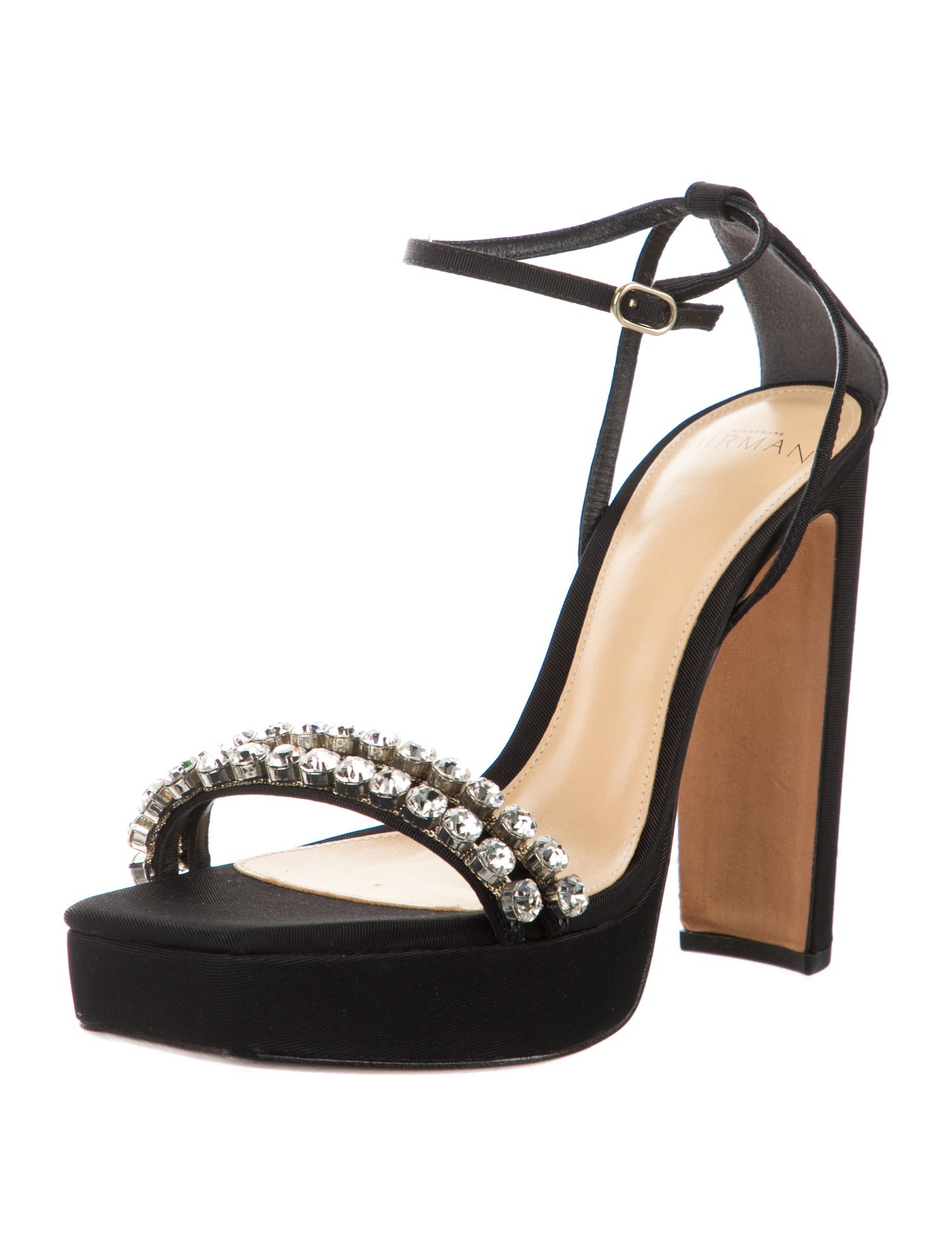 Alexandre Birman Satin Crystal Embellishments Sandals