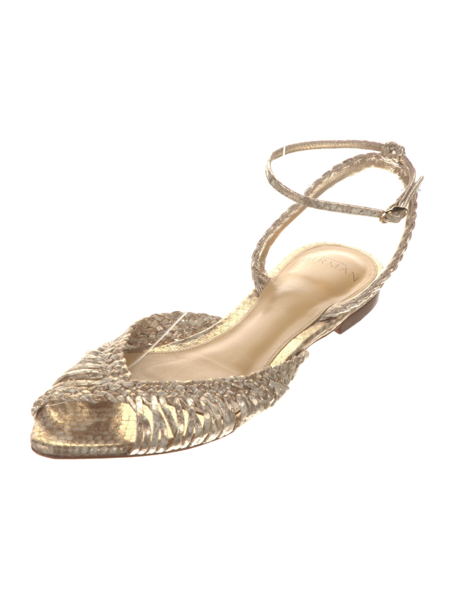 Alexandre Birman Leather Glitter Accents Slingback Flats