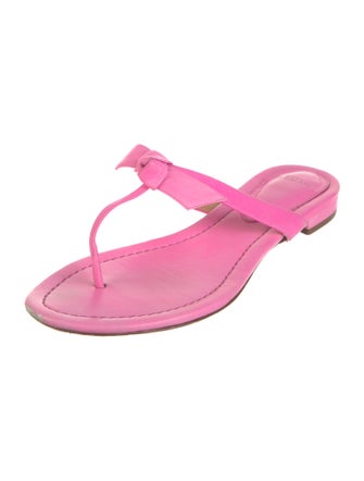 Alexandre Birman Leather Bow Accents Flip Flops