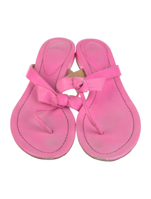 Alexandre Birman Leather Bow Accents Flip Flops