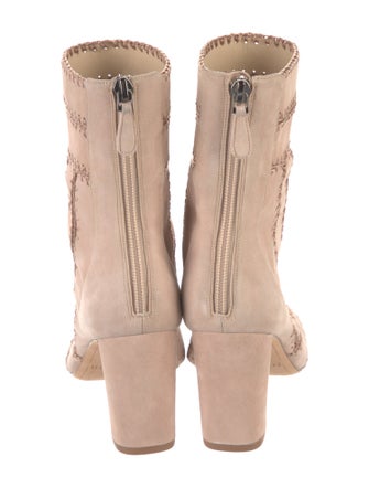 Alexandre Birman Suede Whipstitch Trim Sock Boots