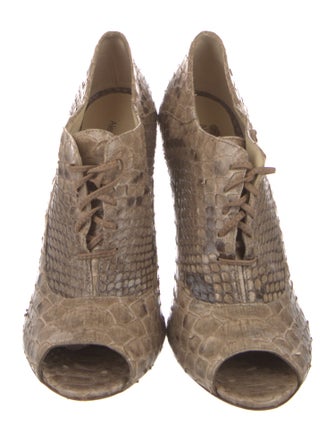 Alexandre Birman Snakeskin Animal Print Lace-Up Boots
