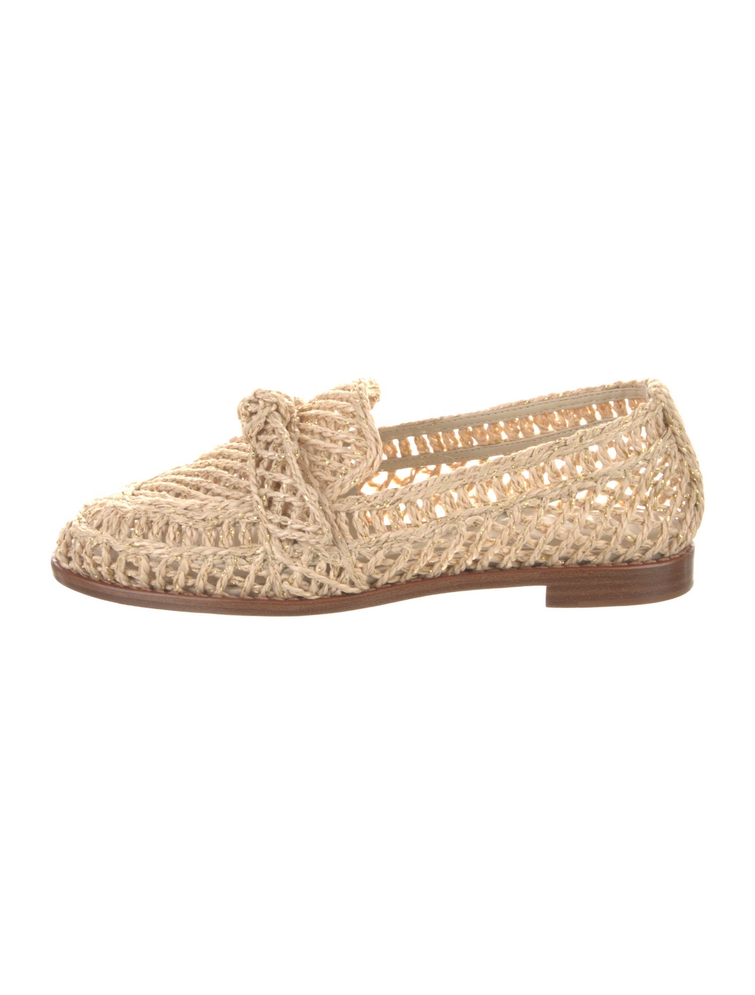 Alexandre Birman Raffia Bow Accents Loafers