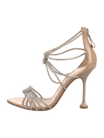 Alexandre Birman Patent Leather Crystal Embellishments Sandals