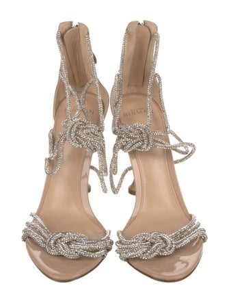 Alexandre Birman Patent Leather Crystal Embellishments Sandals