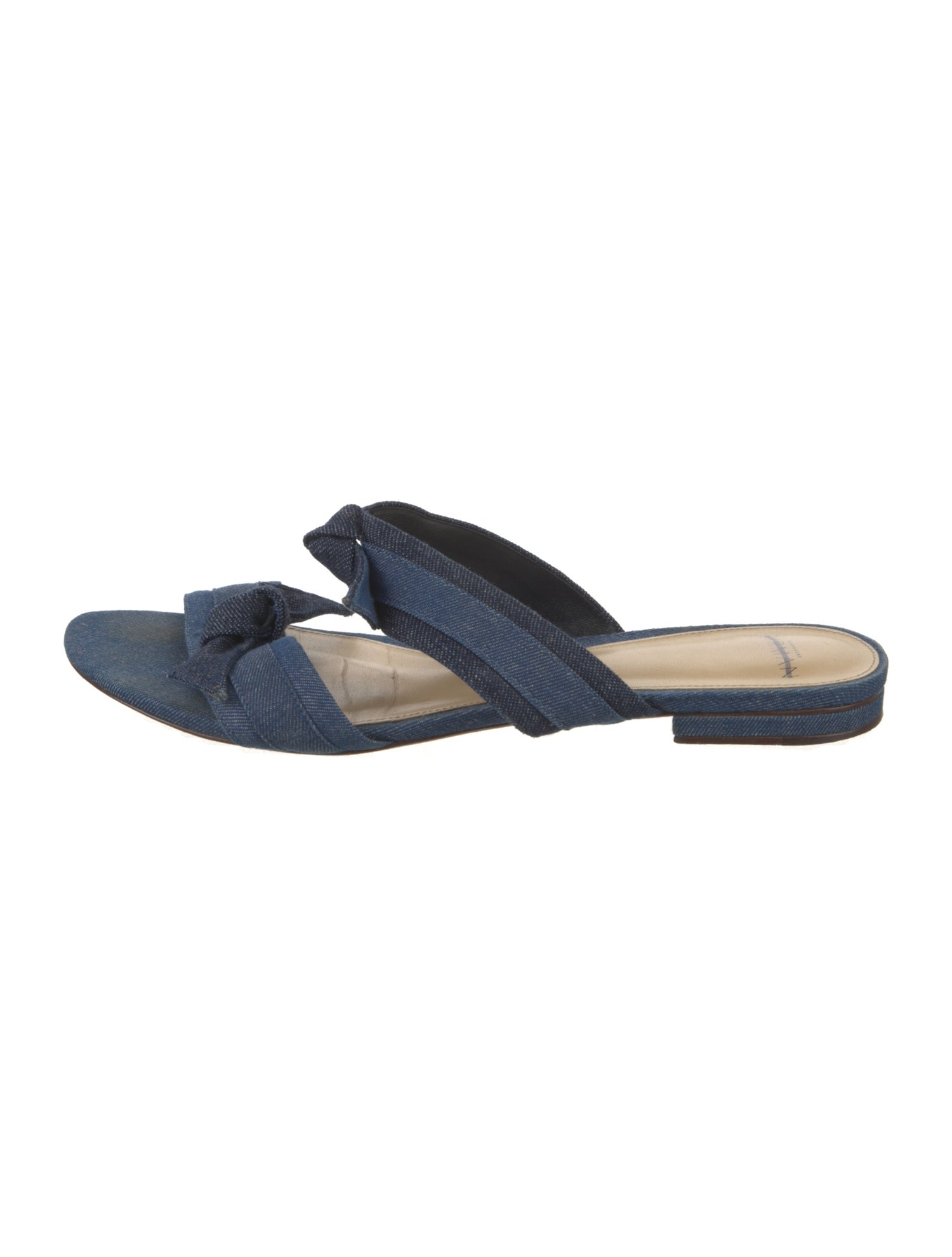 Alexandre Birman Denim Bow Accents Slides