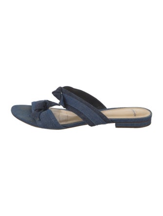 Alexandre Birman Denim Bow Accents Slides