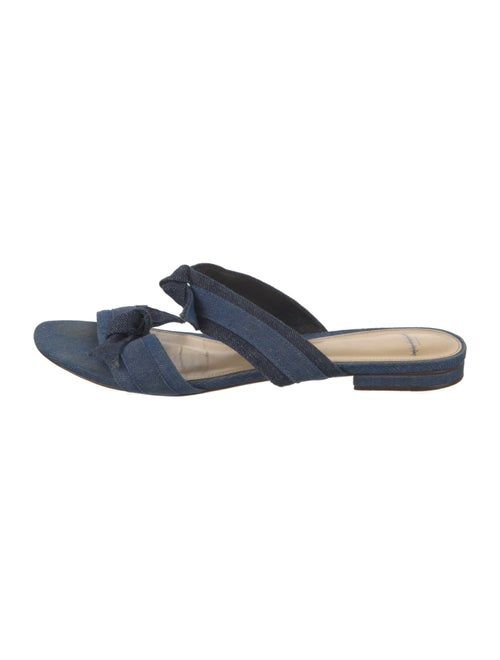 Alexandre Birman Denim Bow Accents Slides