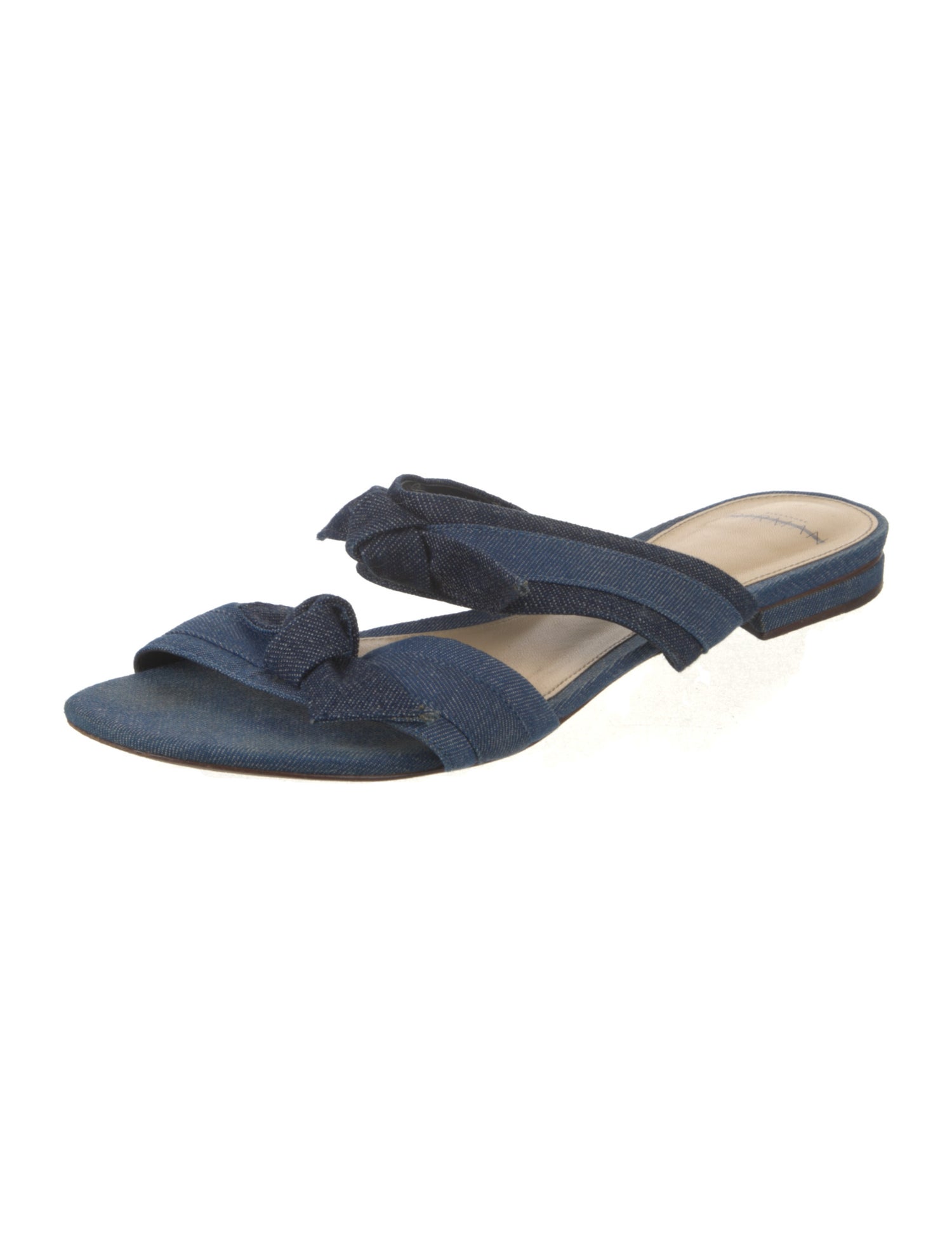 Alexandre Birman Denim Bow Accents Slides